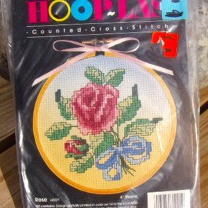 Vintage Counted Cross Stitch Kit Hooplas Rose Needle Craft Unopened Kit